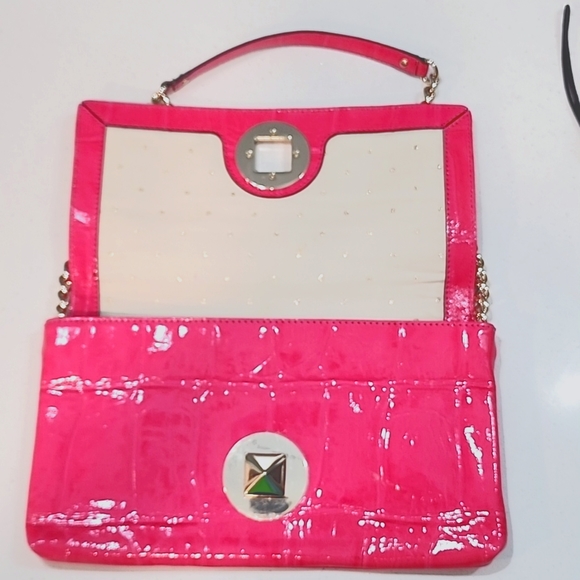 Kate Spade Pink Patent Leather Clutch With Gold Chain Handles GORGEOUS! - Picture 12 of 12